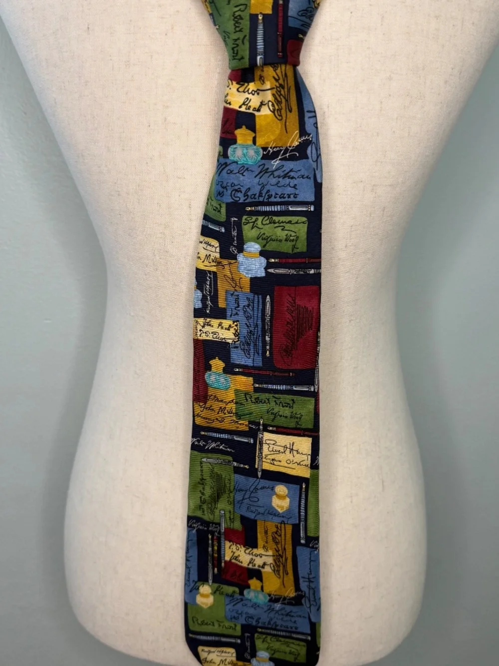 Alynn Silk Tie Famous Authors Fountain Pen Academia Ivy Blokecore Indie Eclectic